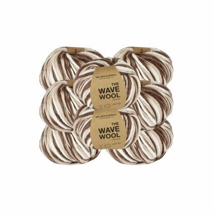 Sada 8x příze The Wave Wool – Brown Tie dye